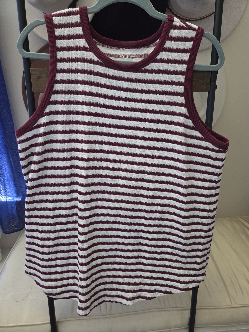 Maurices Burgundy and White Striped Tank